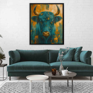 Teal and Gold Horns - Luxury Wall Art
