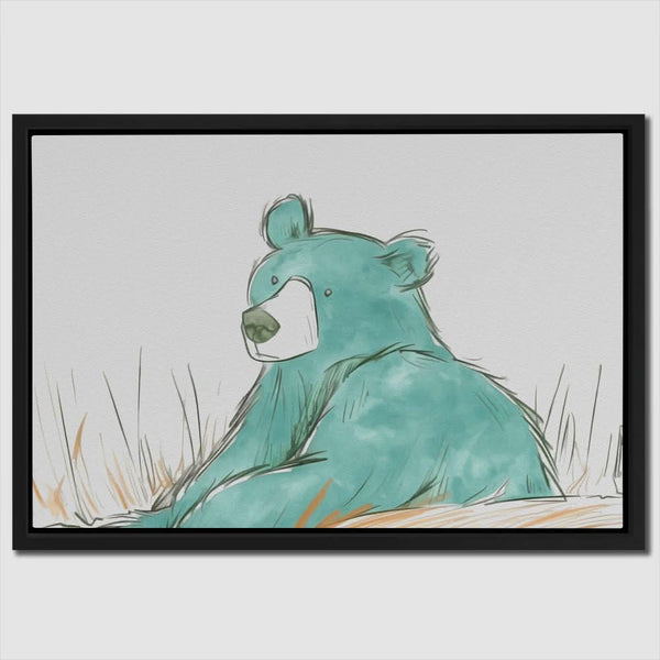 Teal Bear in a room