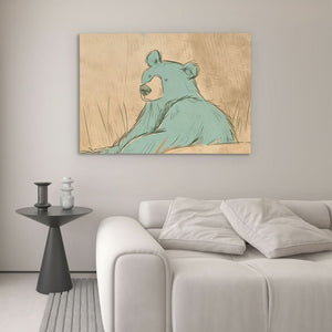 Teal Blue Bear - Earth Tones Wall Art for Home Office