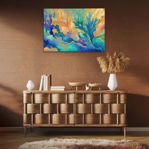 Teal Current Dance - Luxury Wall Art