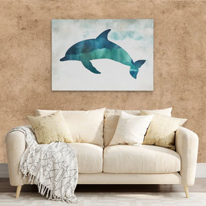 Teal Dolphin Jump - Luxury Wall Art