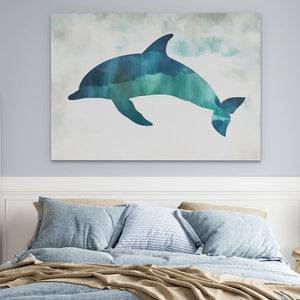 Teal Dolphin Jump - Luxury Wall Art