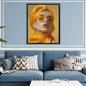 The Girl in Yellow - Modern Yellow Canvas Wall Art