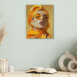 The Girl in Yellow - Yellow Portrait Canvas Print