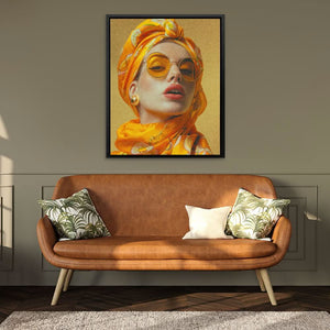 The Girl in Yellow - Modern Wall Art in Black Frame