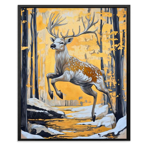 The Golden Stag - Brown Canvas Wall Art