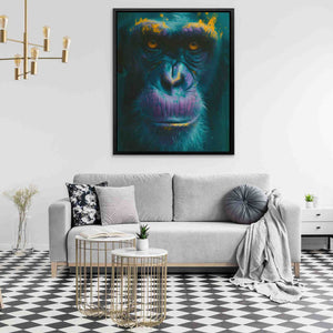 Thoughtful Ape - Gold Canvas Wall Art