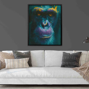 Thoughtful Ape - Ape Wall Art in Black Frame