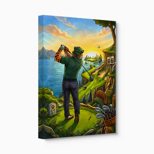 Tiger Golfing — tiger golfing angled flush print