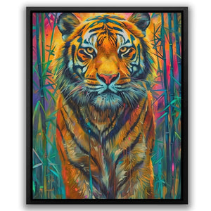 Tiger in the Grass - Wall Art in Black Frame