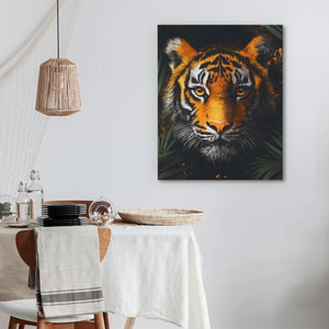 Tiger in the Shadows - Black Canvas Wall Art