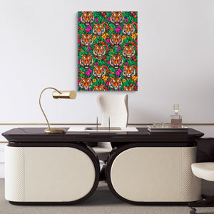 Tiger Jungle Bloom — tiger jungle bloom sq luxury office desk 1port flush print