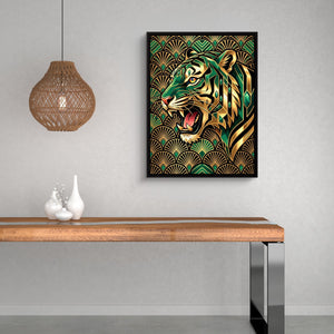 Tiger's Emerald Roar - Luxury Wall Art