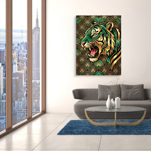 Tiger's Emerald Roar - Luxury Wall Art