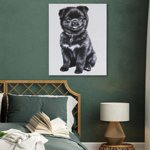 Tiny Pup with Paw Tag - Luxury Wall Art
