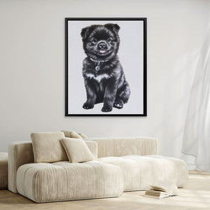 Tiny Pup with Paw Tag - Neutral Canvas Wall Art