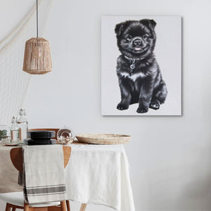 Tiny Pup with Paw Tag - Large Canvas Print