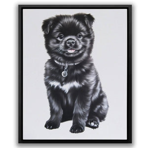 Tiny Pup with Paw Tag - Neutral Wall Art for Living Room