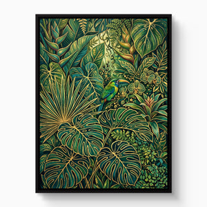 Toucan Jungle Gold โ toucan jungle gold white studio framed black