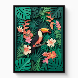 Toucan Papercut โ toucan papercut white studio framed black