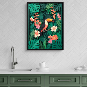 Toucan Papercut โ toucan papercut sq green kitchen 1port framed black