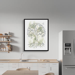 Tree Birds Moonlight โ tree birds moonlight sq kitchen wall 1port framed black