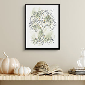 Tree Birds Moonlight โ tree birds moonlight sq halloween wall 2 1port framed black