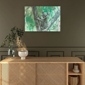Tree Climbing Koala - Koala Wall Art in Black Frame