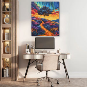 Tree of Happiness - Fantasy Wall Art in Black Frame