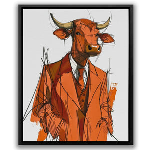 Trench Coat Bull - Large Abstract Canvas Print