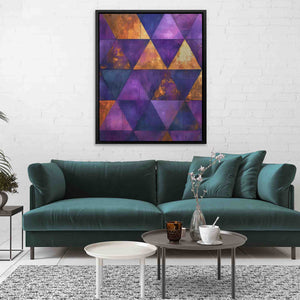 Triangular Gold - Triangle Wall Art in Black Frame