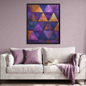 Triangular Gold - Abstract Wall Art in Black Frame