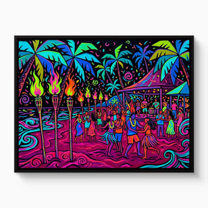 Tropical Festival Neon โ tropical festival neon white studio framed black