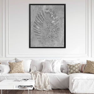Tropical Leaf Print - Gray Canvas Print