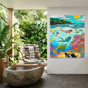 Tropical Reef Scene — Tropical Reef Scene Outdoor Bathroom Port 17