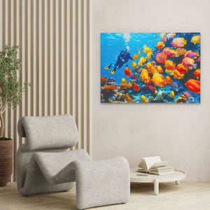 Tropical Scuba Diver - Blue Wall Art for Bedroom