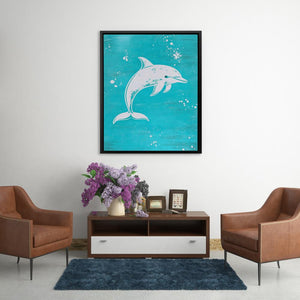 Turquoise Dolphin Splash - Luxury Wall Art