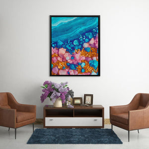 Turquoise Pink Coast - Luxury Wall Art