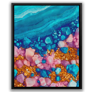 Turquoise Pink Coast - Large Abstract Canvas Print