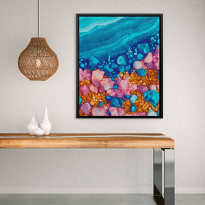 Turquoise Pink Coast - Contemporary Colorful Canvas Wall Art