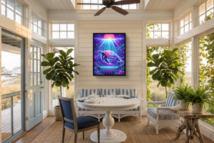 Turtle Neon Horizon - Luxury Wall Art