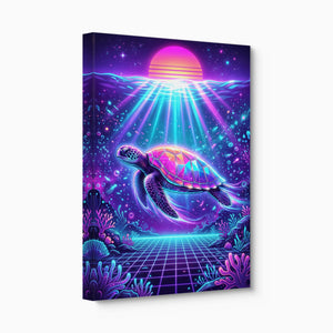 Turtle Neon Horizon - Luxury Wall Art
