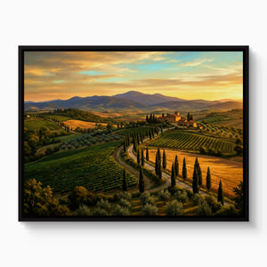 Tuscan Countryside Golden โ tuscan countryside golden white studio framed black