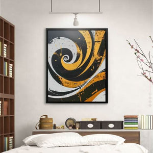 Twisting Factors - Black and Gold Monochromatic Canvas Print