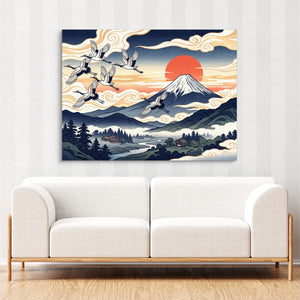 Ukiyo Fuji Cranes - Luxury Wall Art