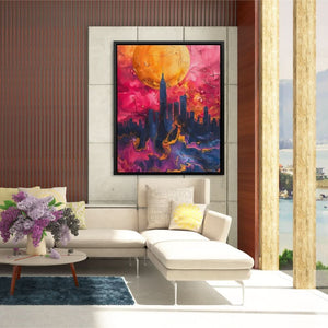 Urban Twilight - Gold Cityscapes Canvas Print
