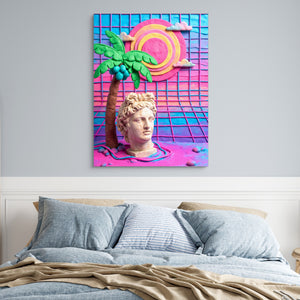 Vaporwave Deity โ vaporwave deity sq blue bedroom 1port flush print