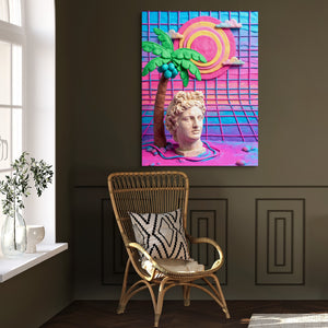 Vaporwave Deity โ vaporwave deity sq window chair wall 1port flush print