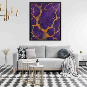 Veins of Gold - Vertical Wall Art in Black Frame