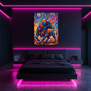 Vibrant Bull Swirl โ vibrant bull swirl sq pink neon room 1port flush print